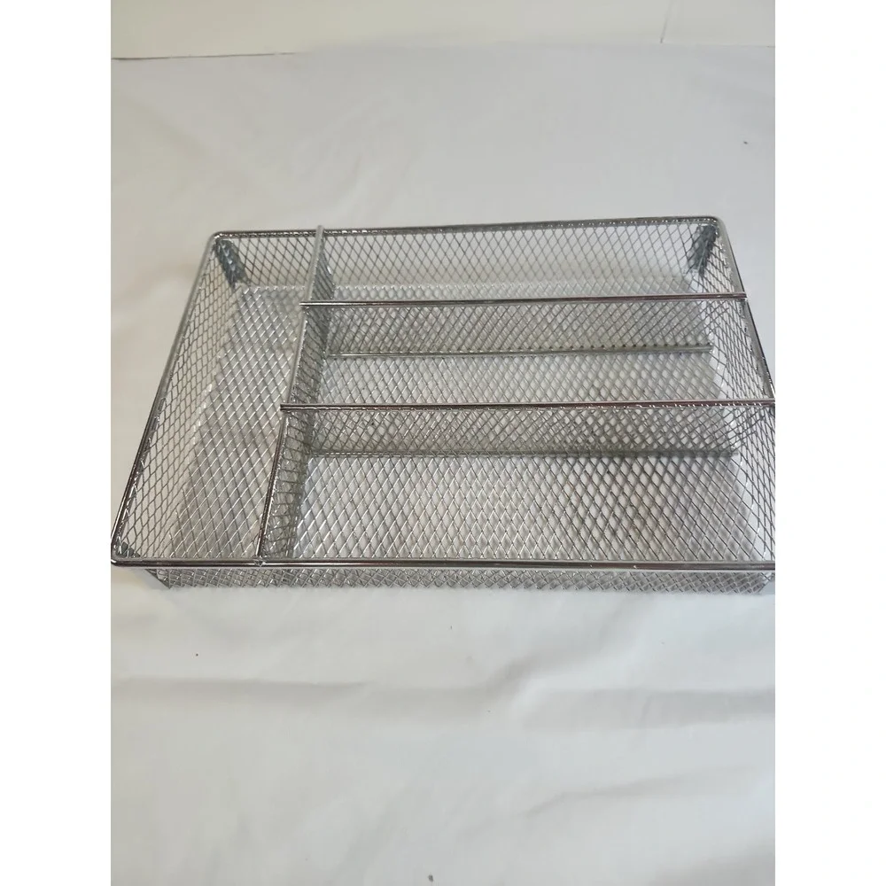 Cutlery Tray Silver‎ Metal Mesh Utility Organizer